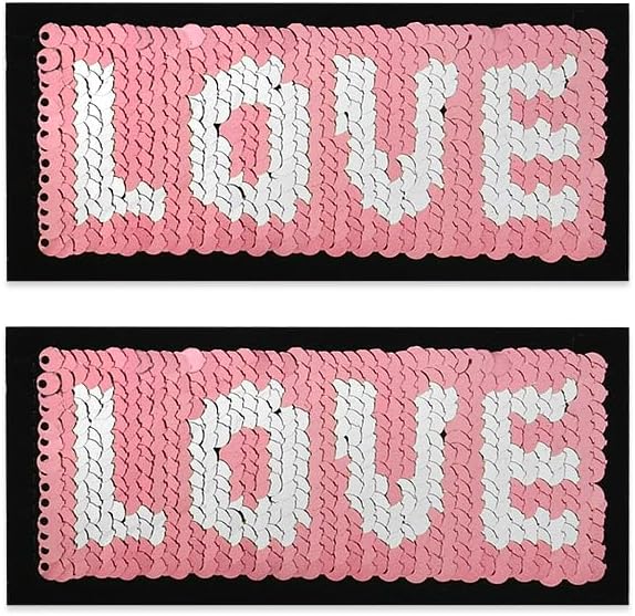 Expo International 2 parches bordados reversibles con lentejuelas para planchar con apliques, rosaplateado