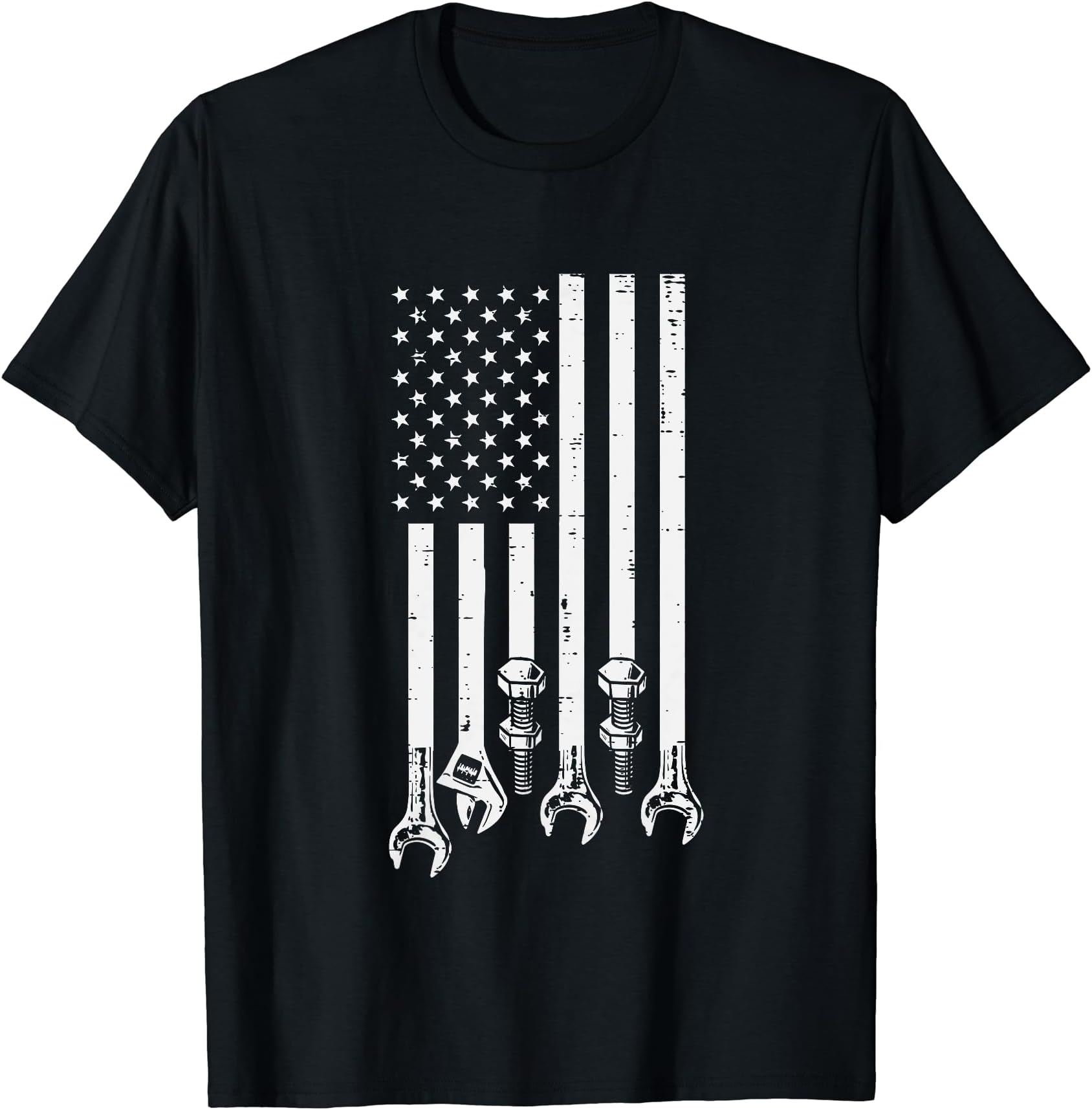 Mechanic Shirts Auto Car Garage Men GiftsWrench USA American Flag Car Mechanic Garage Patriotic Men T-ShirtOEKO-TEX STANDARD 100