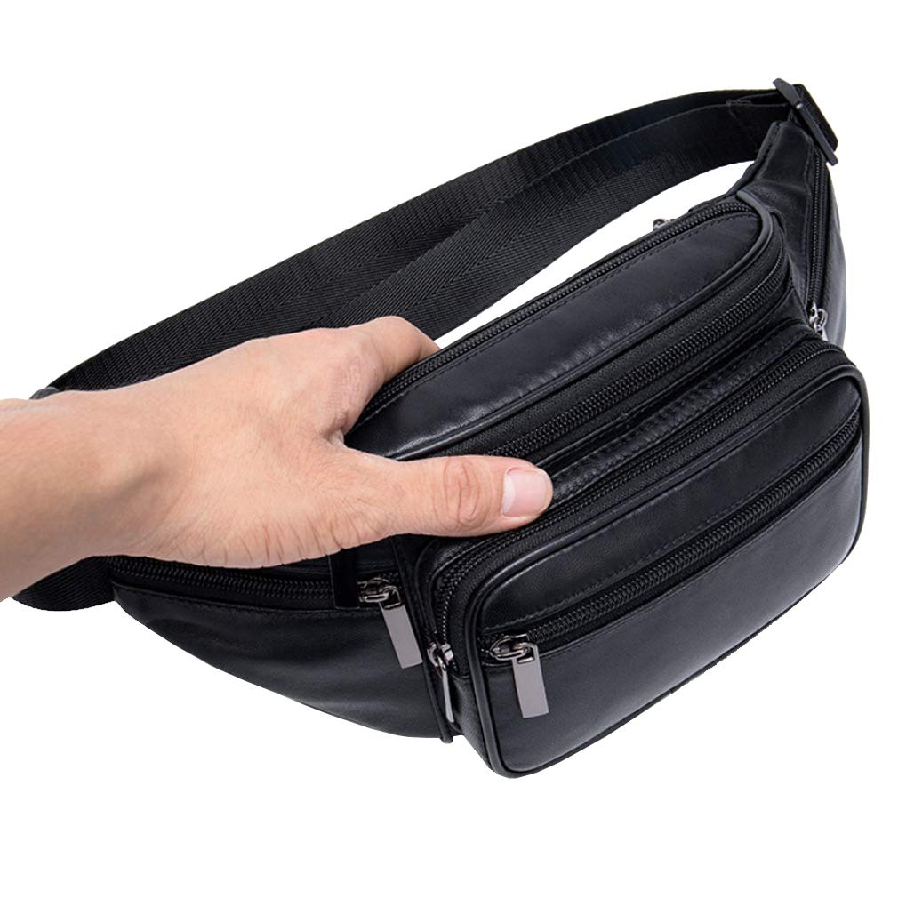 Hebetag Sac Banane en Cuir pour Homme et Femme Sac Banane pour Voyage, Course à Pied, randonnée, Camping, téléphone Portable, Pochette Pochette