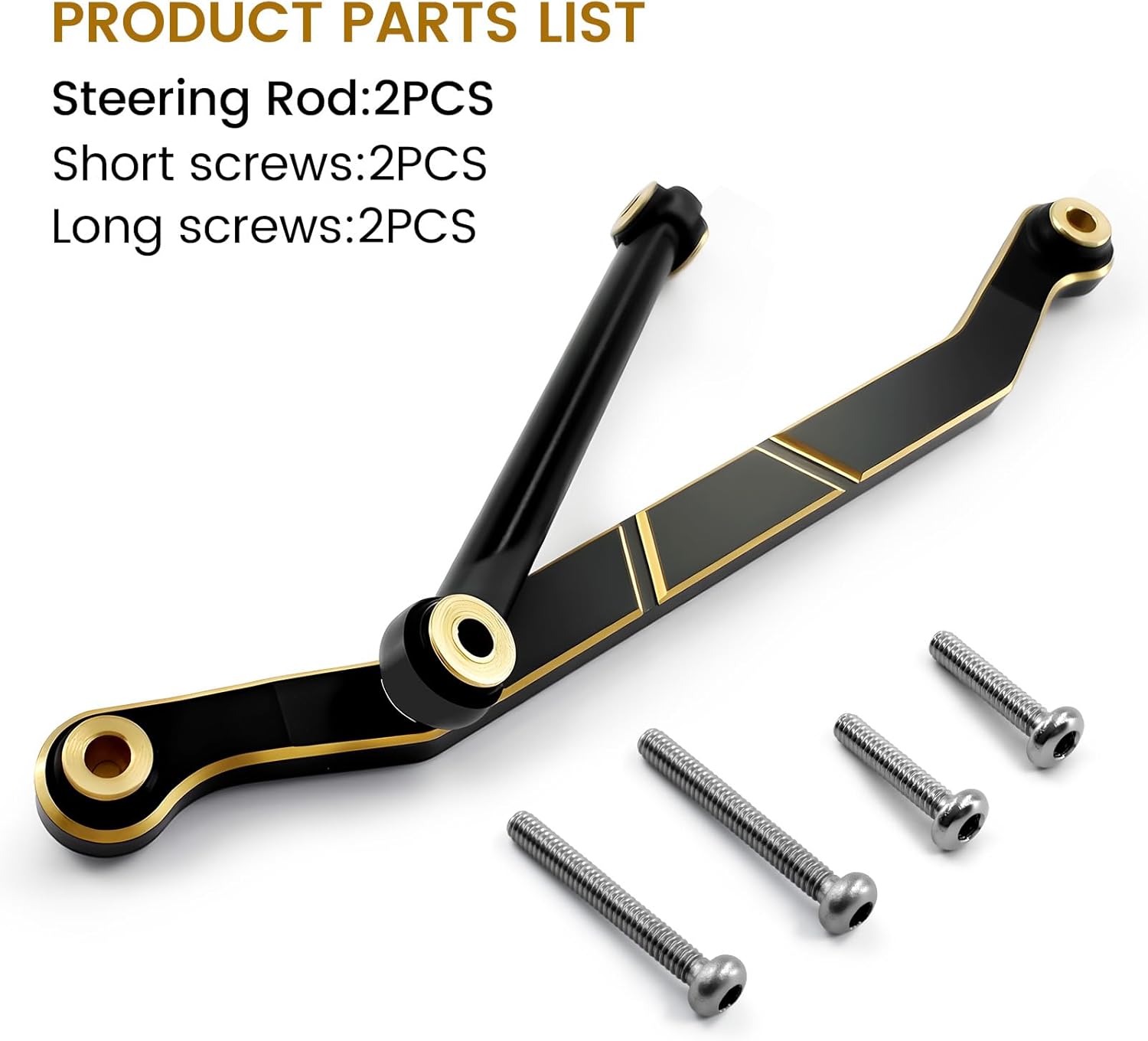 Brass Steering Links Set for 1/18 RC Crawler Redcat Ascent-18, Black Coated Upgrade Replacement Parts, High-Tightening Linkage