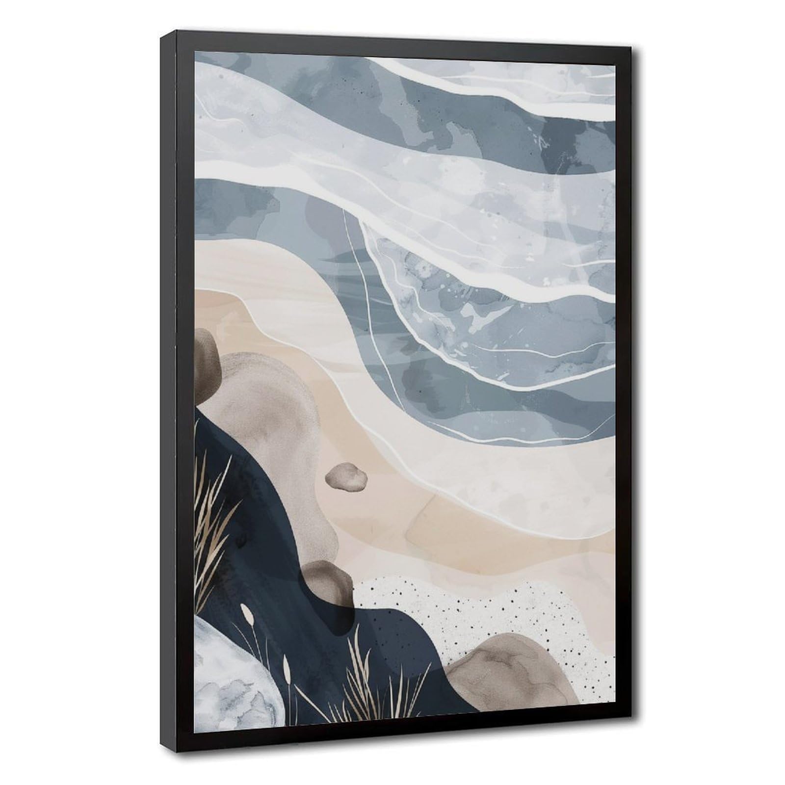 Bareronor Neutral Shoreline Canvas Poster Bedroom Decor Landscape Office Room Decor Gift 16" L X 24" W