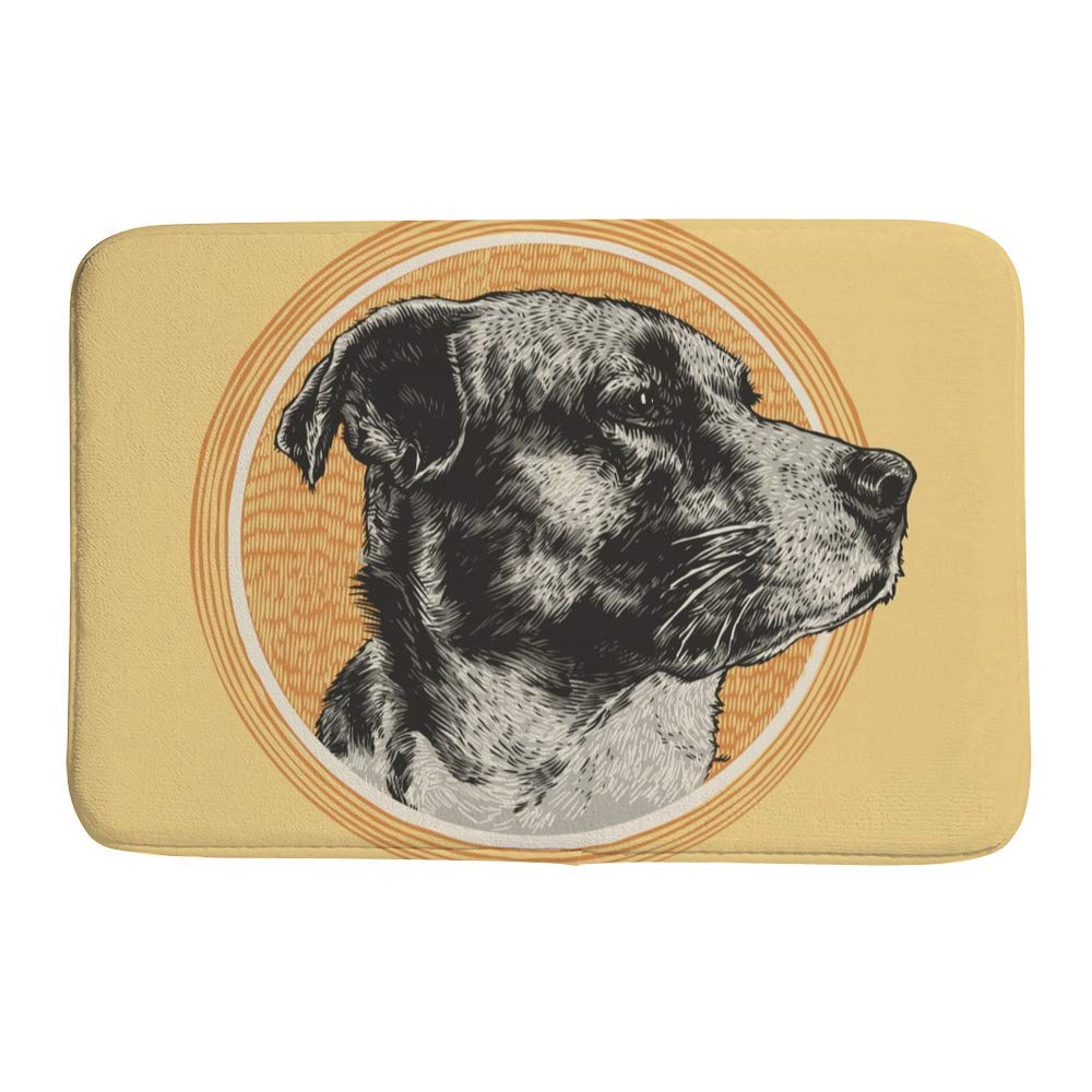 Tapis de bain antidérapant et absorbant en velours de corail jaune et noir 36x61 cm CHEHONG