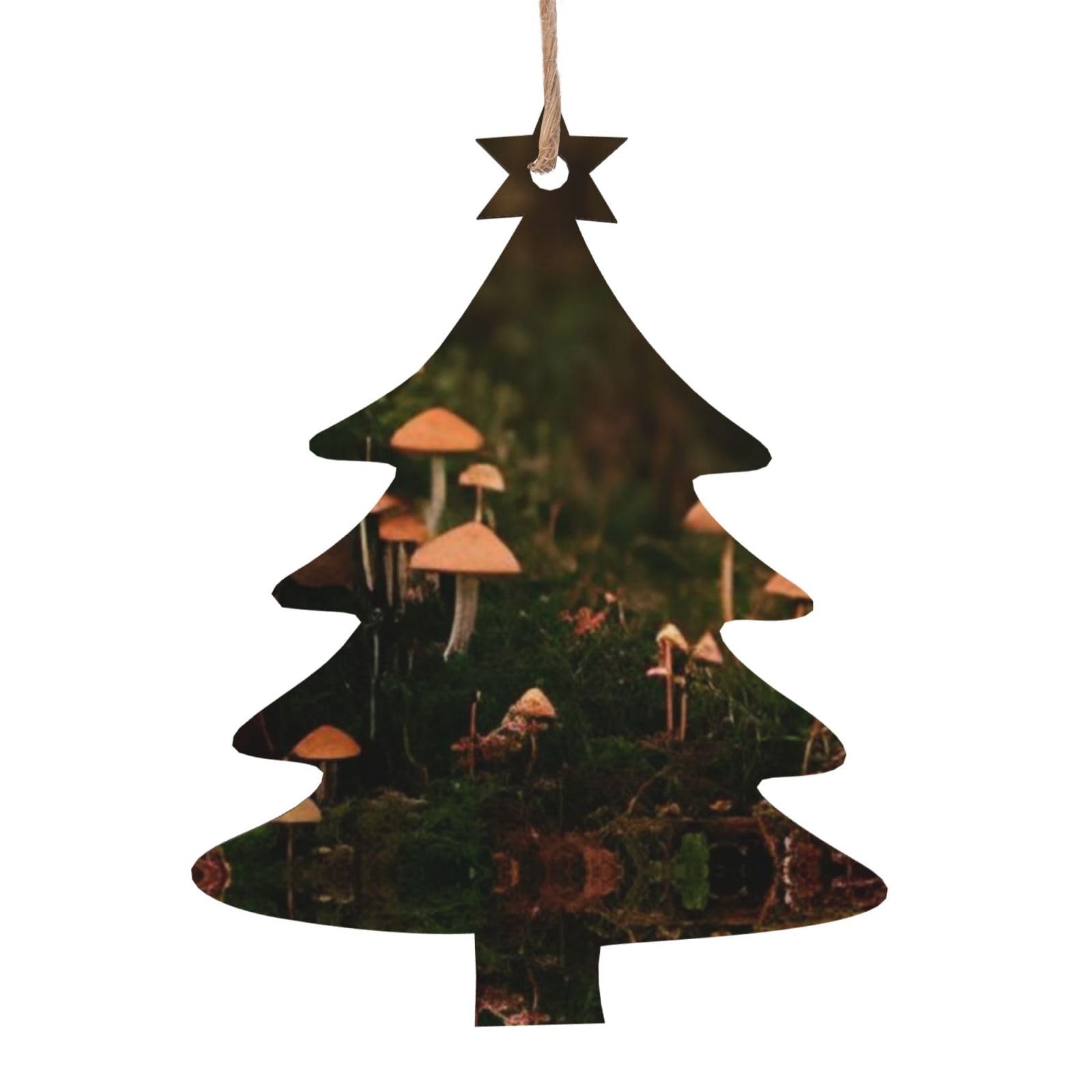 Wild Mushroom Christmas Wooden Ornaments Exquisite Handcrafted Wood Hanging Decor with Double-Sided Print, Perfect for Holiday Tree & Home Festive Decoration