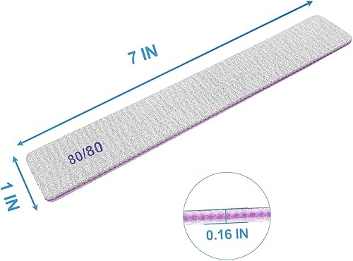 Miniatura 7 de Limas de uñas de grano 8080 (100 unidades), tableros de esmeril gruesos para uñas acrílicas y uñas de gel, lima de uñas de doble cara de 80 granos