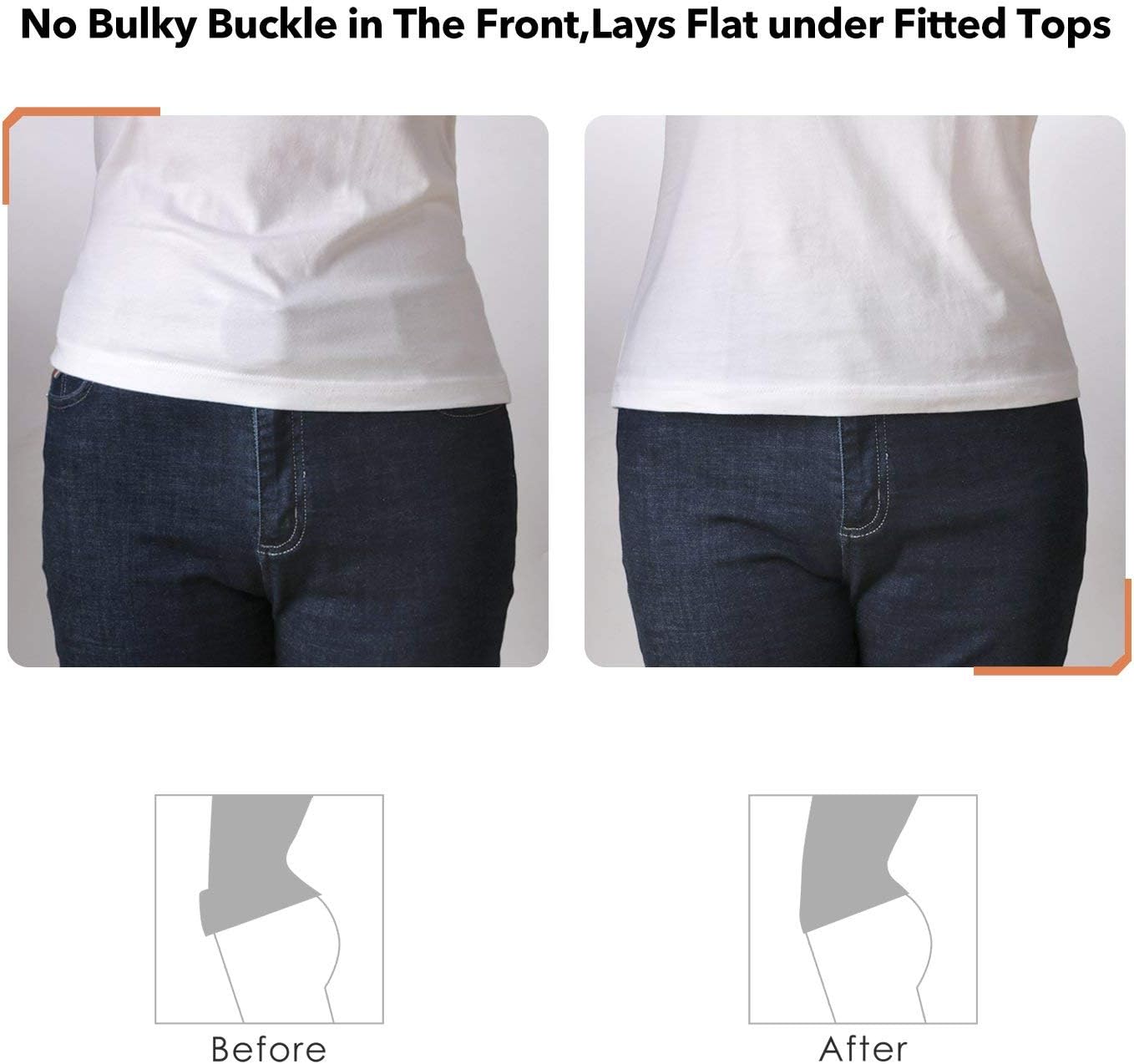 JASGOOD No Show Women Stretch Belt Invisible Elastic Web Strap Belt with Flat Buckle for Jeans Pants Dresses - Image 4