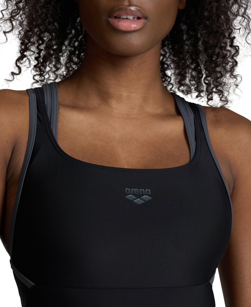 ARENA Women's Swimsuit SOLID Control HI- Black-Asphalt