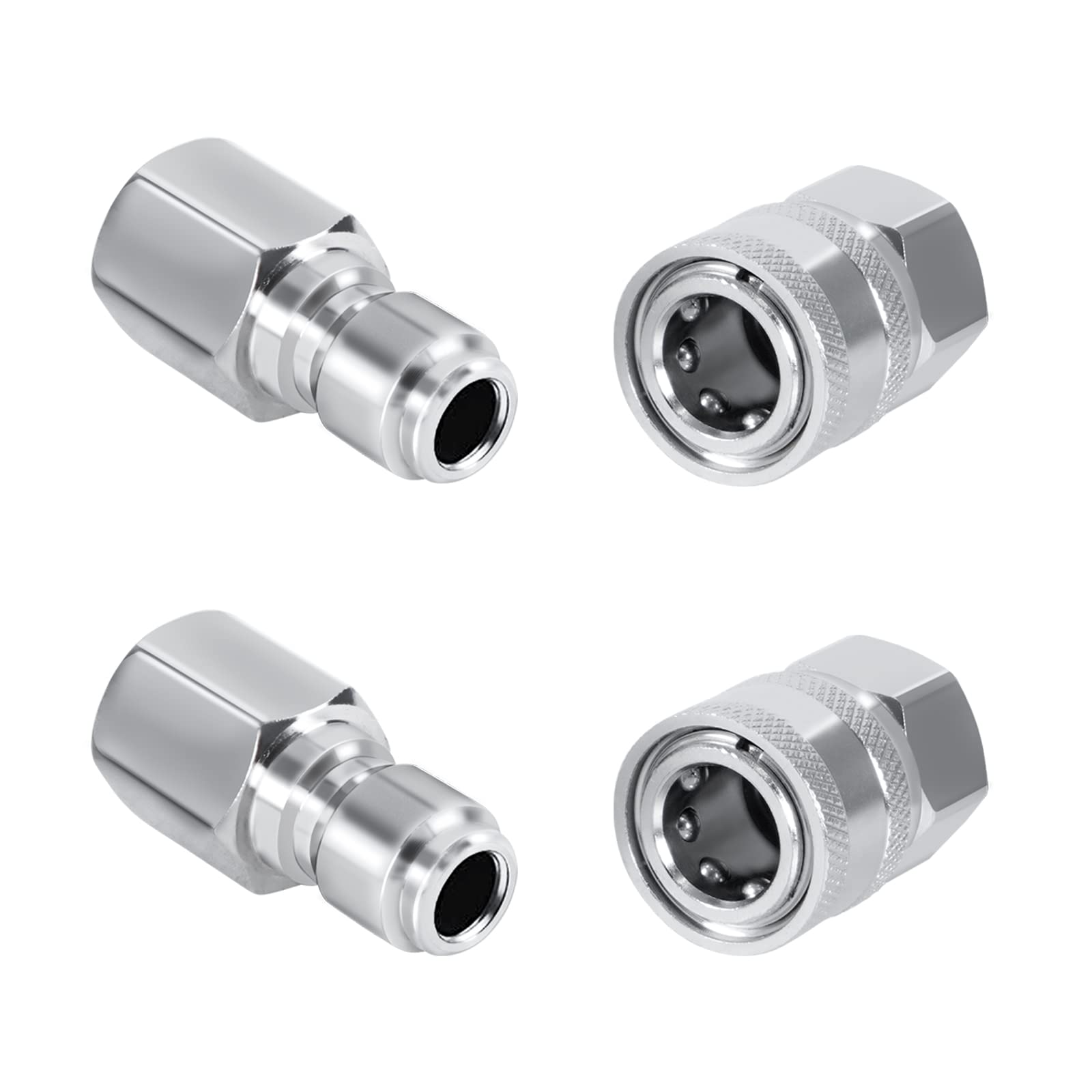 Juego de 2 conectores rápidos NPT macho y hembra de acero inoxidable de 3/8 pulgadas, macho y hembra, accesorios de conexión rápida de 3/8, adaptadores de lavadora a presión, accesorios para
