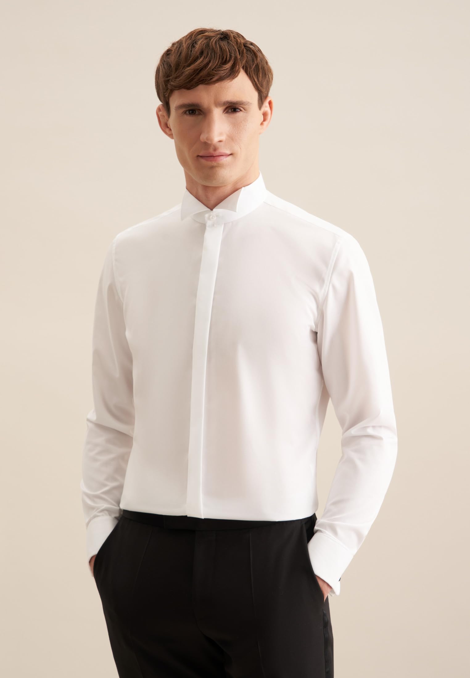 Chemise Business Seidensticker - Coupe Slim - sans Repassage - col Kent - Manches Extra Longues - 100% Coton