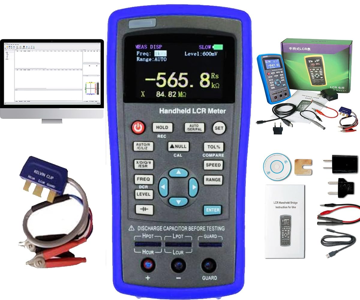 Digital LCR Meter Continuously Adjustable LCR Bridge LCR Tester Inductance Resistance Capacitance Measurement with Frequency 100Hz-100KHz Accuracy 0.2% Testing Level 0-1V USB Interface RS232C