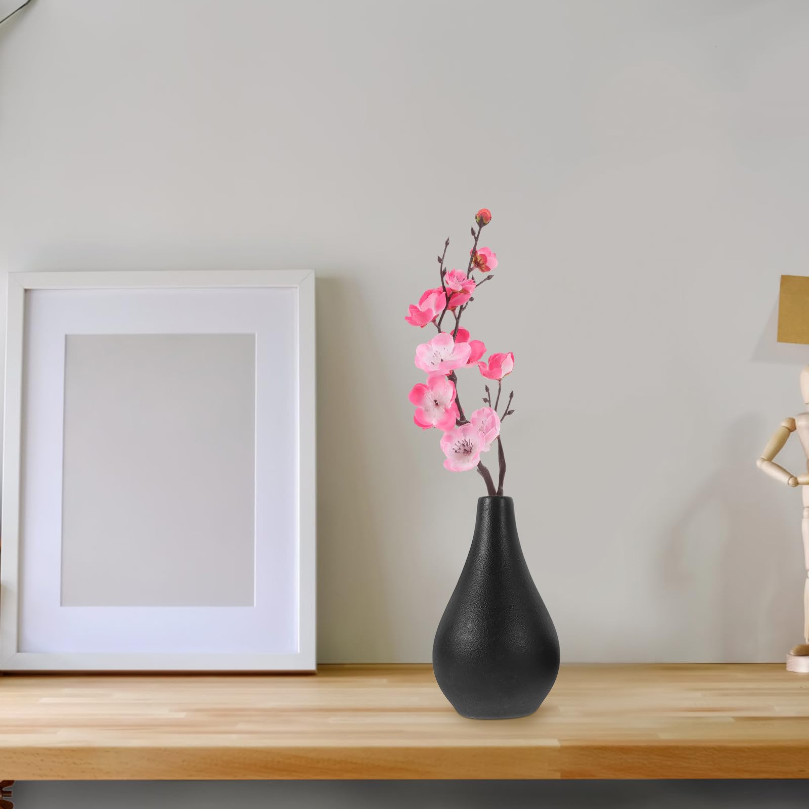 5 Piezas Mini Florero de Cerámica Negro para Flores Secas