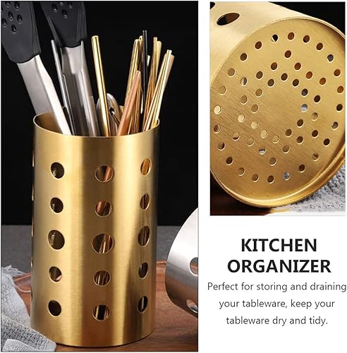 Miniatura 6 de Soporte para utensilios de cocina de acero inoxidable, soporte para palillos, soporte para cubiertos, cuchara y tenedor, organizador de tendedor,