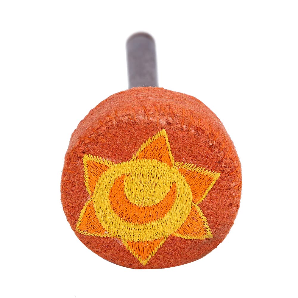 Mazza Per Ciotola Tibetana A Due Lati - Testa In Feltro E Pelle, Legno Di Palissandro, Handmade - Foto 9