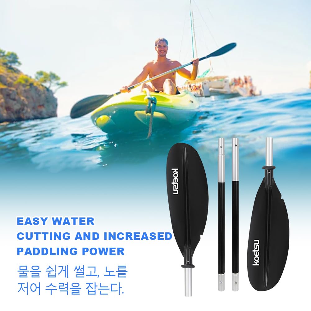 Pagaie de Kayak Réglable 221 cm, 4 Pièces Pagaie Bidirectionnelle Réglable Double Tête Surfpaddle Pagaie de Kayak Flottante en Alliage d'Aluminium pour Outil de Sports Nautiques en