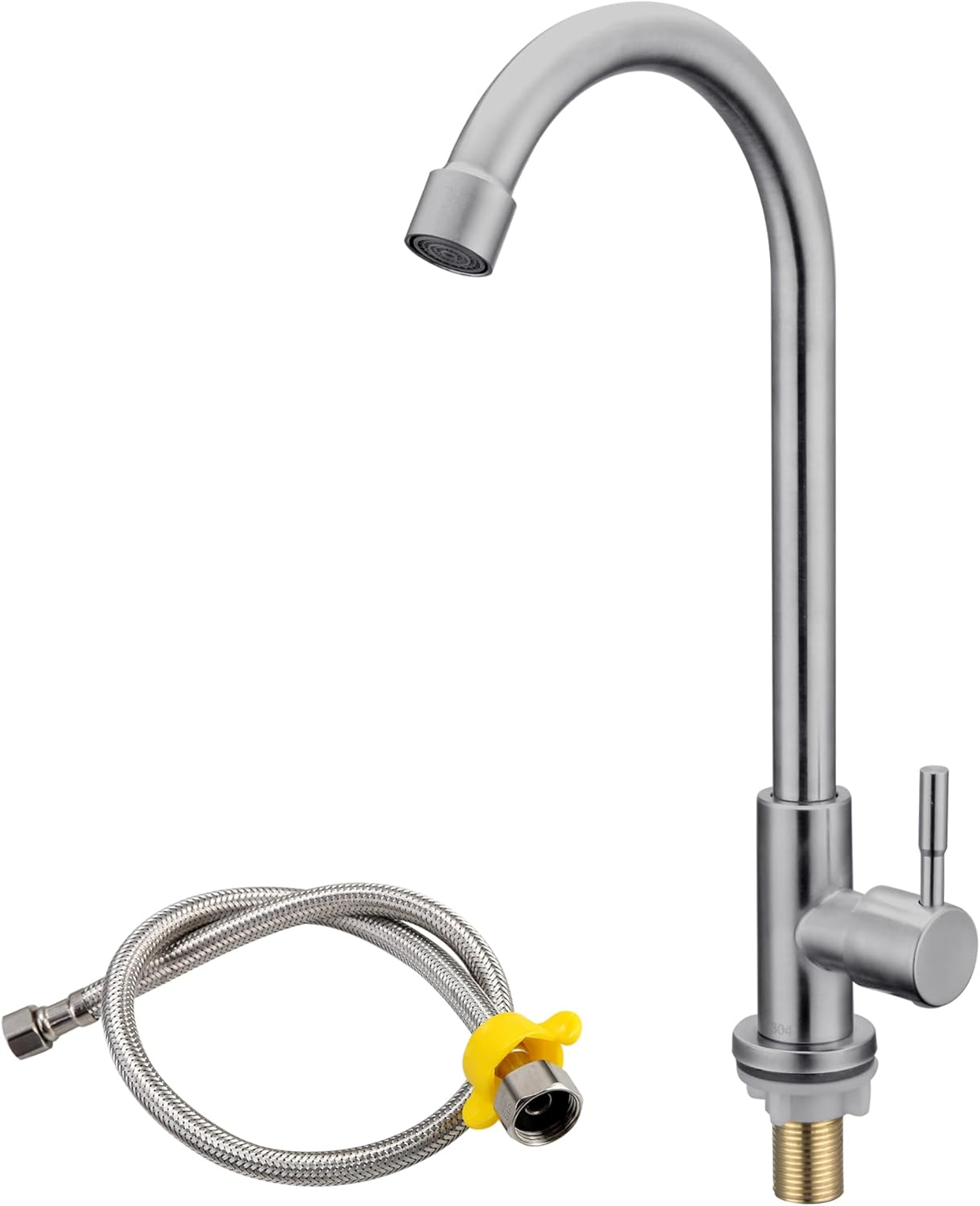 Cold Water Only Faucet 1 Hole Gooseneck Kitchen Sink Taps with 360