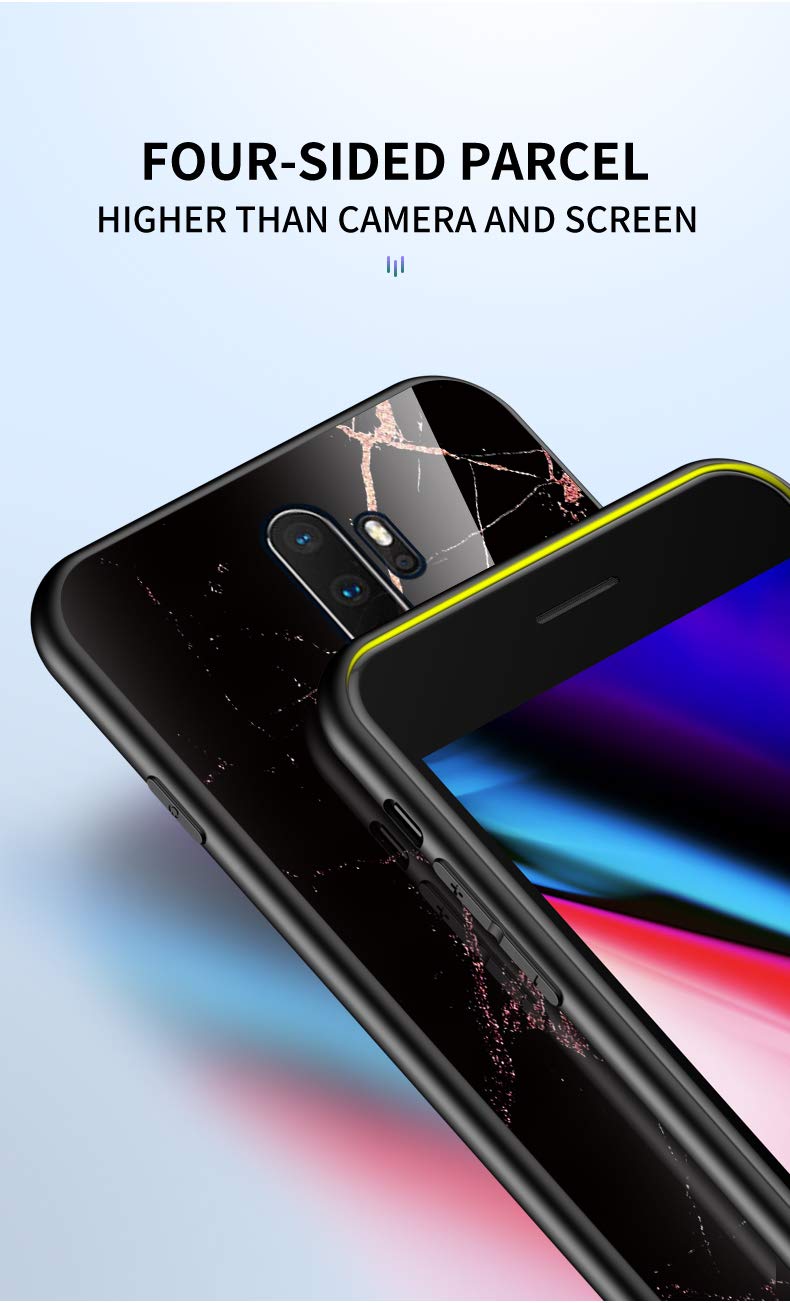 SHIEID Cover per Oppo Reno 2 Cover,Vetro temperato Marmo Ultra Sottile Gomma Gel Trasparente scocca Anti-Scivolo Soft Shell per Oppo Reno 2 (Star