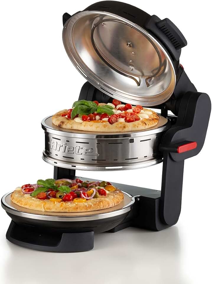 Ariete 927, Forno de Pizza Elétrico Duplo para 2 pizzas com pedras refratárias antiaderente - 2 Pizzas em 4 minutos - Temperatura máxima 400° - 1800 Wats - Timer 30' - Preto - 110V