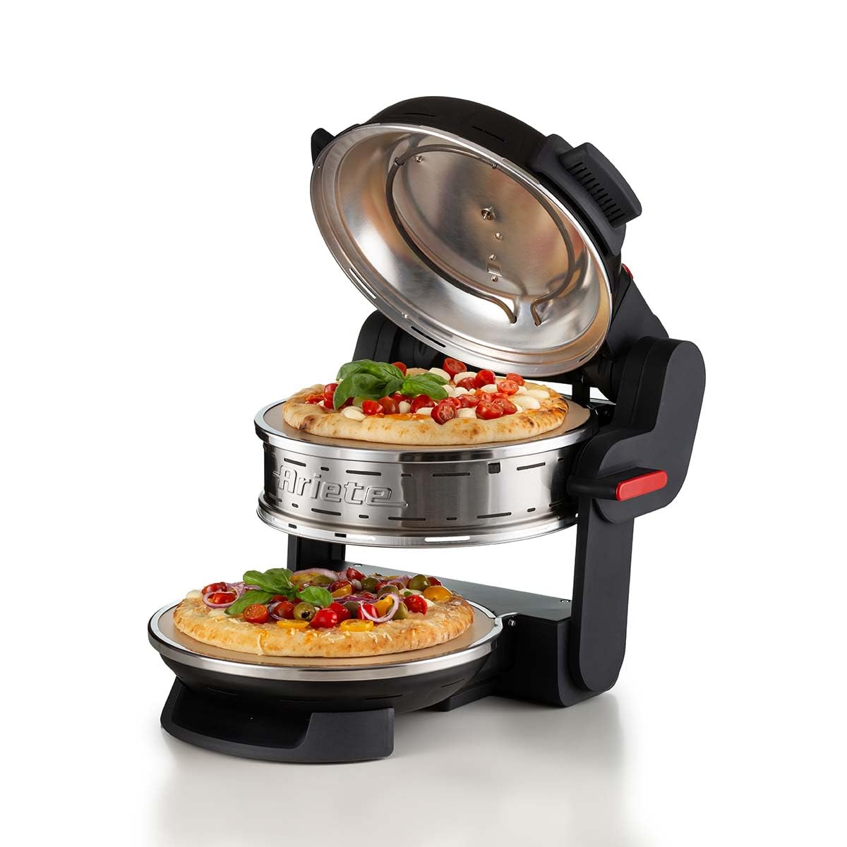 Ariete9270 Double Pizza Oven, Fast Cooking Pizza in 4 Minutes, Upper and Lower Zones, 2 Independent Thermostats, 32 cm Diameter Cooking Area, Black