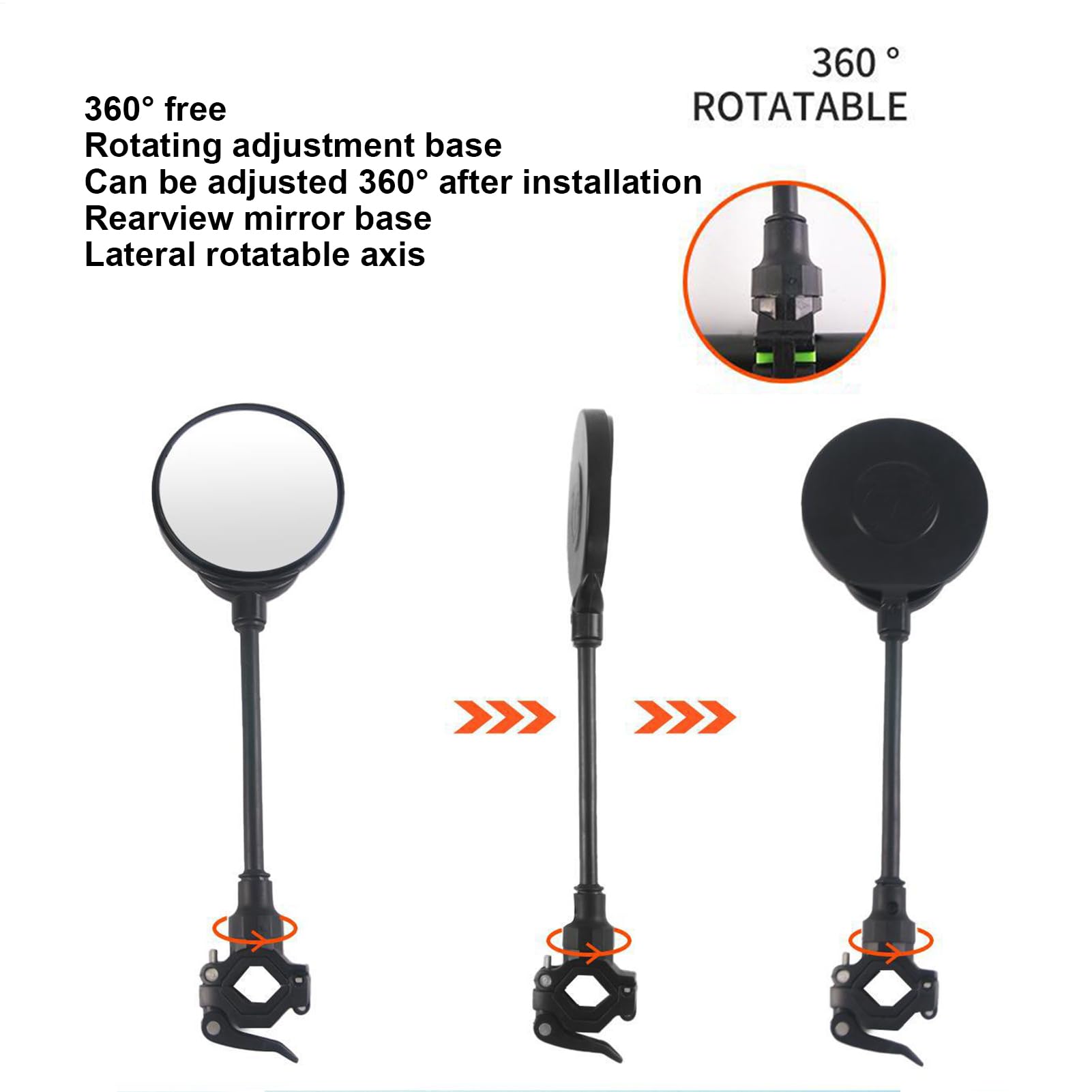 Stroller lusterko wsteczne, wypukłe lusterka, Adorable Compact Easy-to-Install Jogging Strollers, Adjustable Security Mirror Attachment for Childrens and, czarne