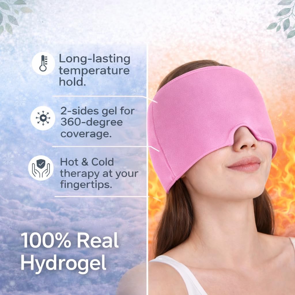 BUNDLEPRO Migraine Relief Cap - 360° Gel Ice Headache Hat for Tension & Sinus Pressure - Wearable Cold Therapy Mask for Puffy Eyes, Stress & Hangover - Form-Fitting, One Size (Black, 1-Pack) 1