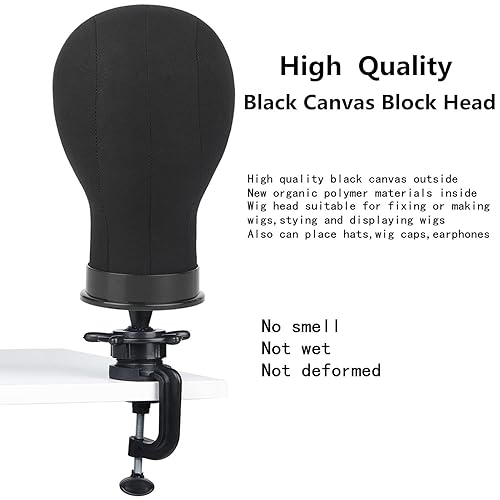 Miniatura 4 de lucicass Cabeza de peluca de lona de 22 pulgadas con cabeza de maniquí para hacer pelucas, peluca con agujero de montaje
