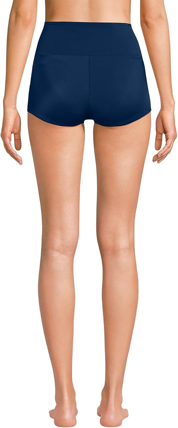 Lands' End Women's Tugless High Waisted Swim Boy Shorts