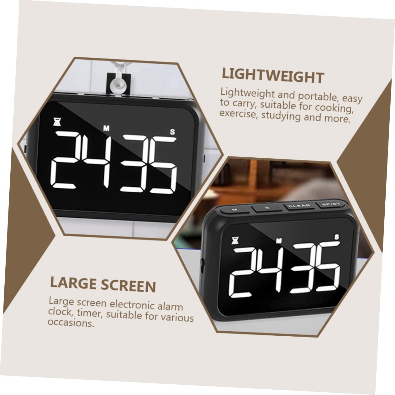 POPETPOP 2piezas Temporizador De Cocina Digital Led Recargable Pantalla Cronómetro para Cocina Horario Aleatorio y Función De Alarma para Hogar Oficina y Restaurantes