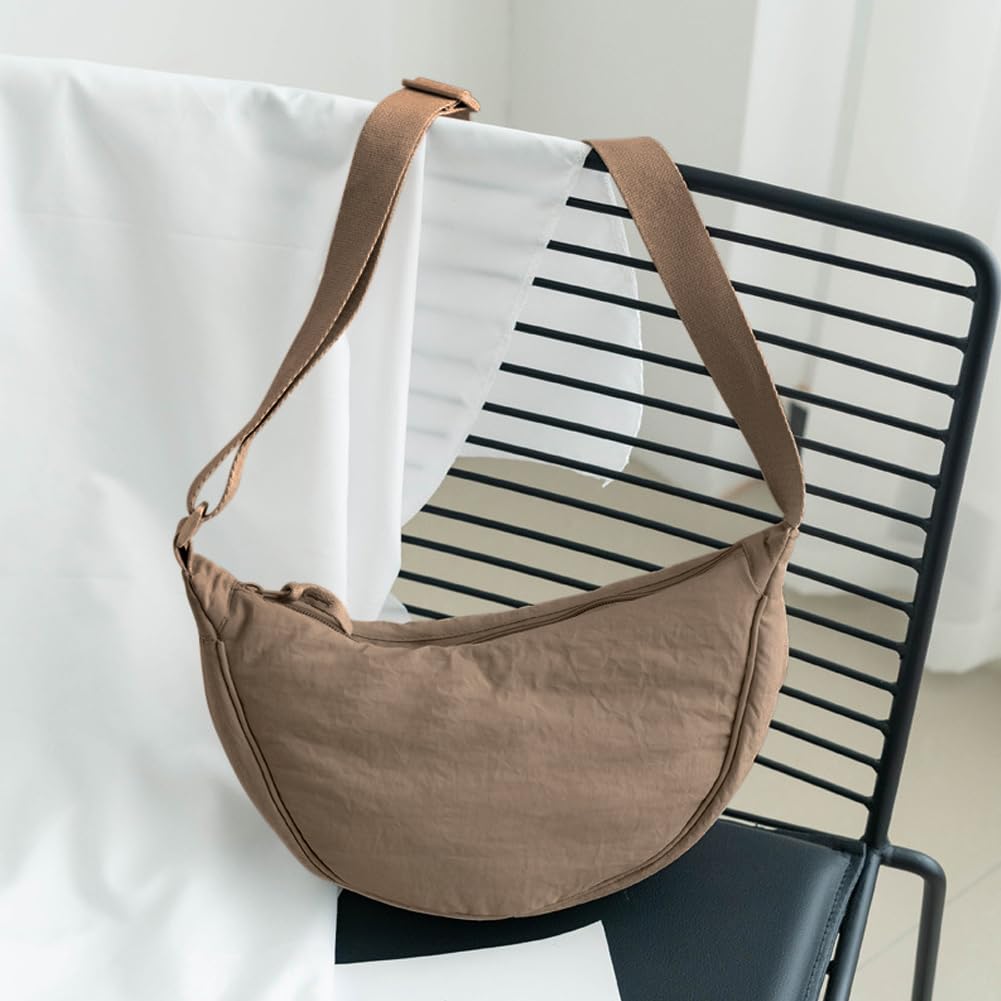 Aucuu Borsa a Tracolla in Nylon, Borsa a Tracolla a Mezzaluna da Donna, Borsa a Spalla con Tracolla Regolabile, Messenger Crossbody Bag per Shopping Viaggio