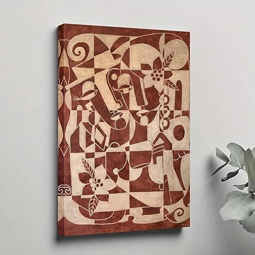 SPXLUCAU Abstract Boho Face With Flowers Canvas Painting Posters, Home Decor Gifts(55x75cm/No frame)