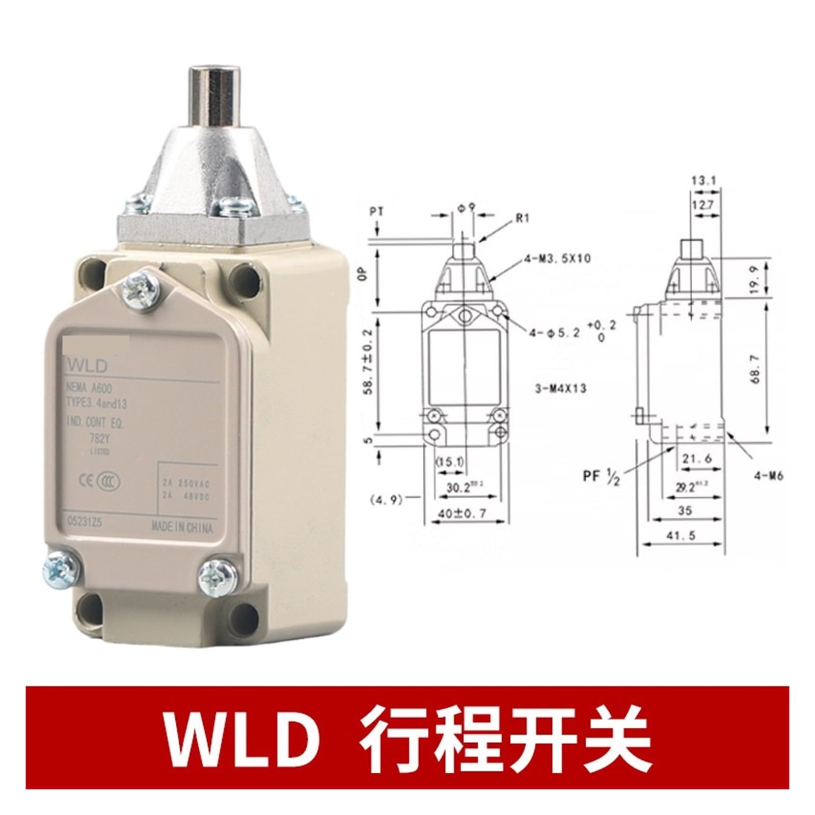 Interruptor fin carrera impermeable brazo giratorio microinterruptor WLCA