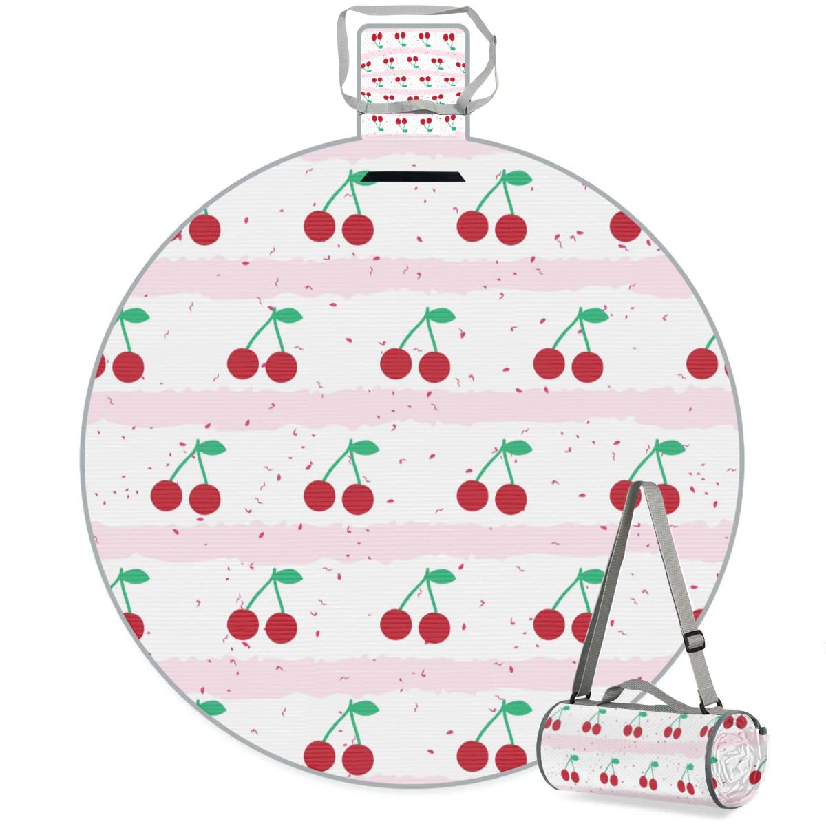 TropicalLife Bonita manta de picnic de cerezas y frutas, impermeable, plegable, para interiores y exteriores, para playa, camping, parque, reuniones familiares