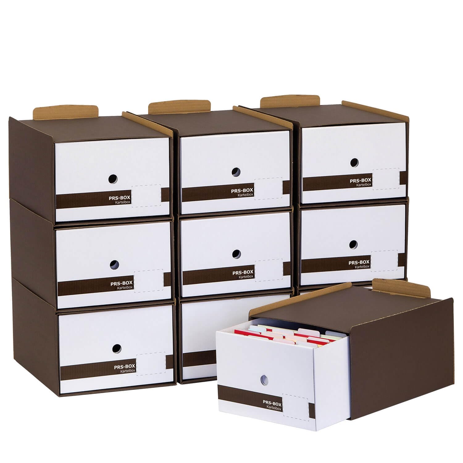 PRS Karteibox A5 aus Karton, Braun, 10 Stück