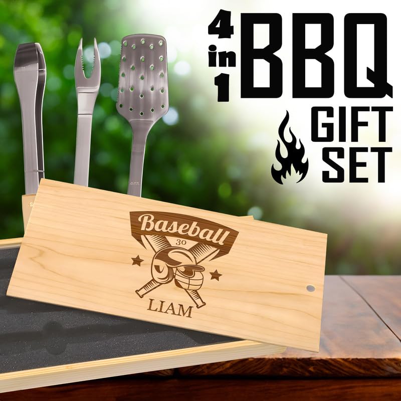 Set de Parrilla con Soporte de Béisbol y Caja de Madera miniatura 5