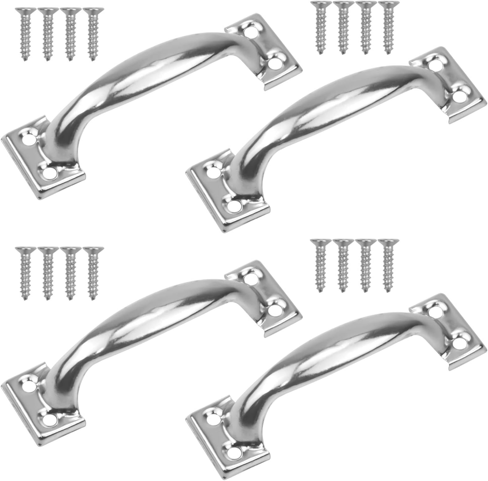 NiceLand 4pcs Door Pull Handles Rustic Gate Handle with Screws, 3 Inch Stainless Steel Cabinet Handles for Kitchen Cupboard Furniture Drawer Cabinet Hardware (Silver)