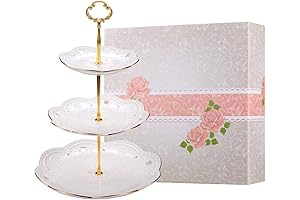 BonNoces White Porcelain Ceramic 3-tier CupCake Stand