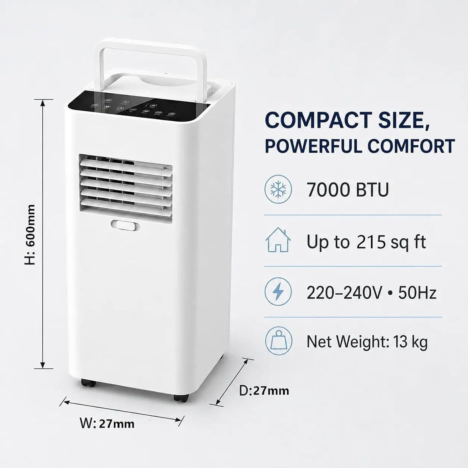 Aire Acondicionado Portátil 7000 BTU De Pie con Ventilador