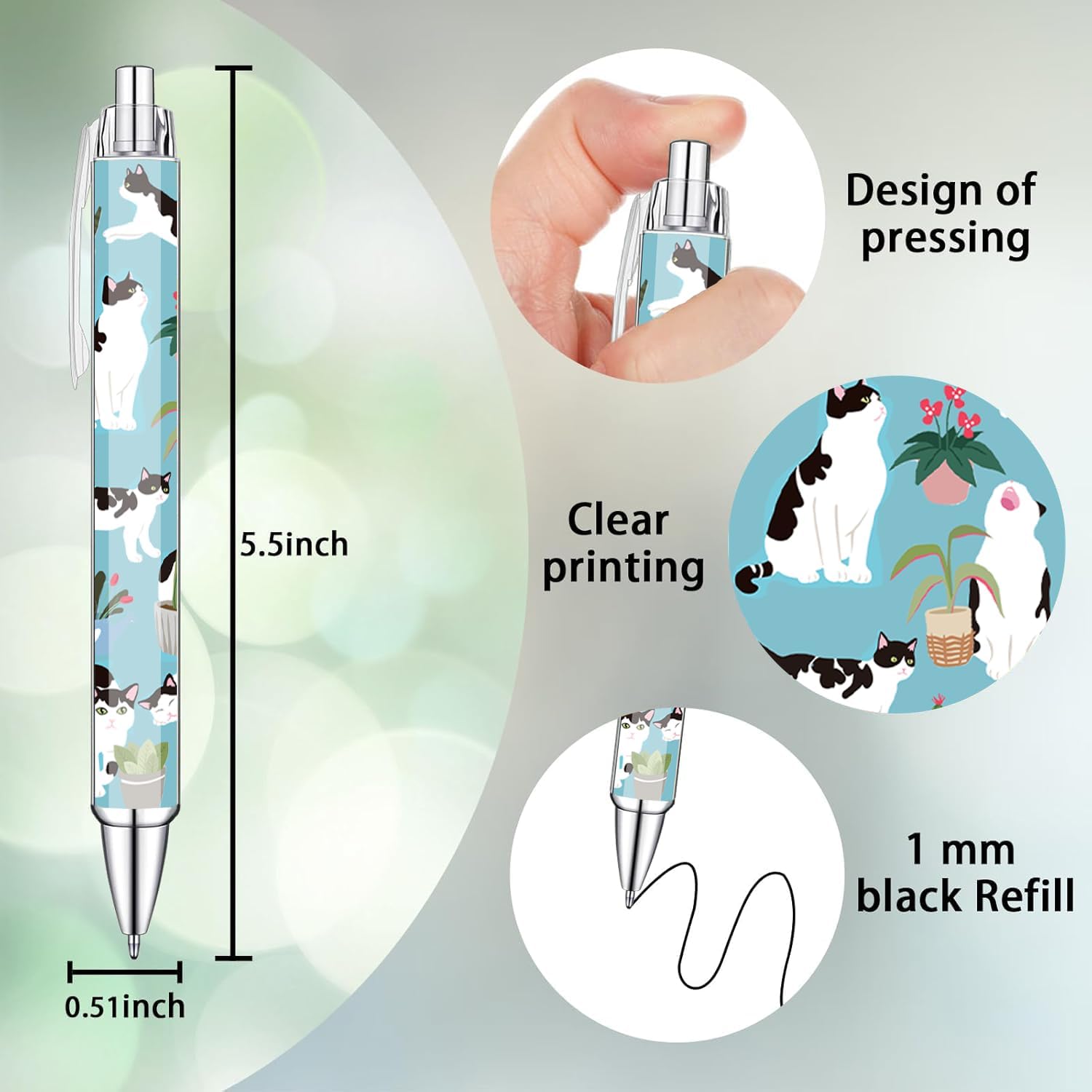 Idealmuzik 6 Cat Pens for Cat Lovers,Cute Kawaii Funny Cats Kitty Themed Paw Ballpoint Gel Pen, Japanese Stationary Notebook Diary For Women Office Worker Supplies Stuff Decor Desk Accessories Gifts - Image 2