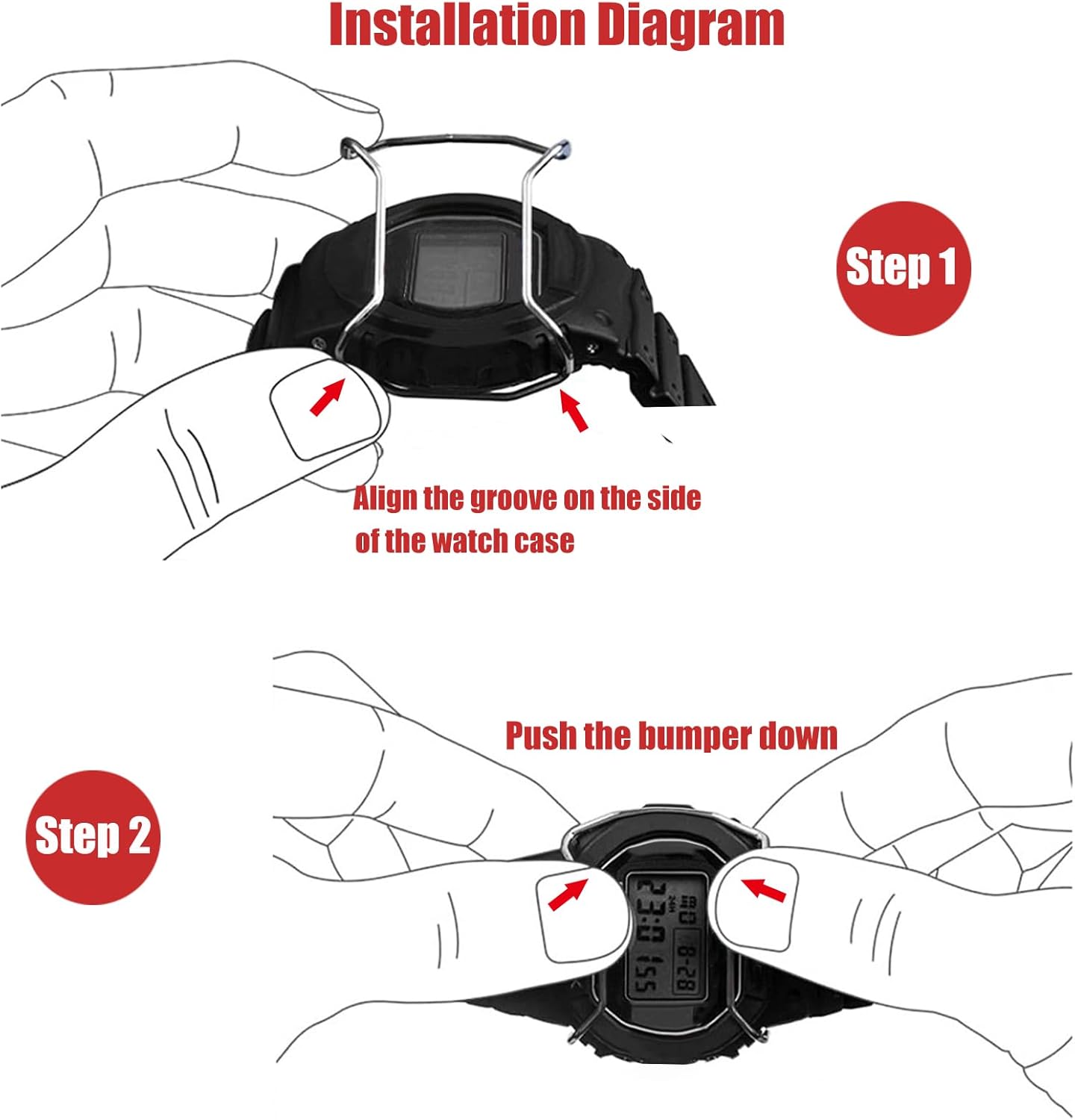 Screen Protector for Casio G Shock GA100, Anti-Scratch Compatible with G-Shock GA/GD100/ 110/120/ 140 Series Watch, Cool Looking Stainless Steel Wire Guard Protector (Black) - Image 3