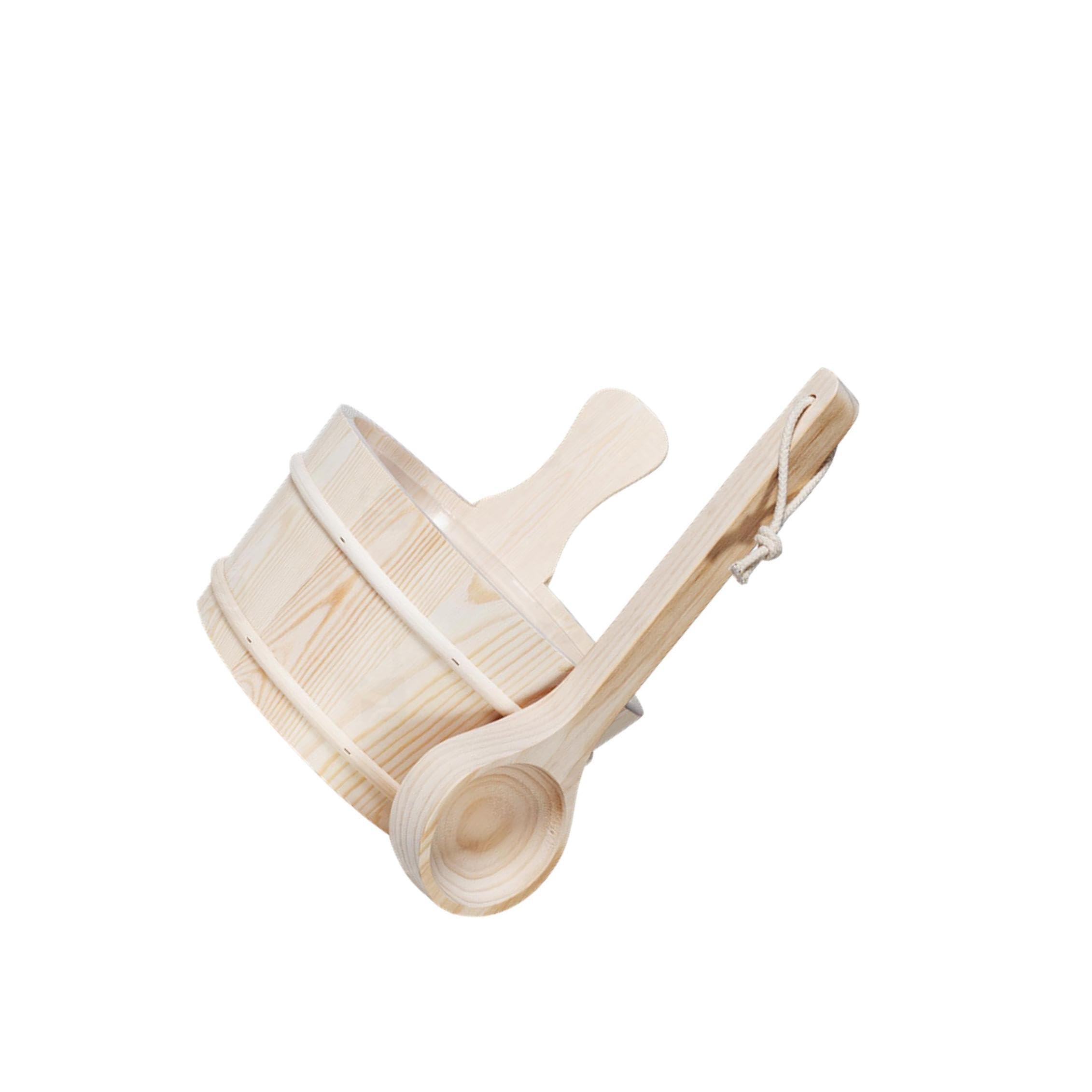 Kit práctico de cubo y cucharón para sauna. Elementos esenciales para el baño bellamente elaborados para un retiro relajante. El color y la textura pueden variar.