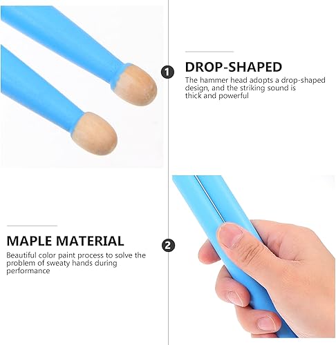 Miniatura 5 de Happyyami 2 pares de palos de arce, baquetas de madera de cono de helado, baquetas de percusión a granel, herramienta de tambor de percusión 5A,