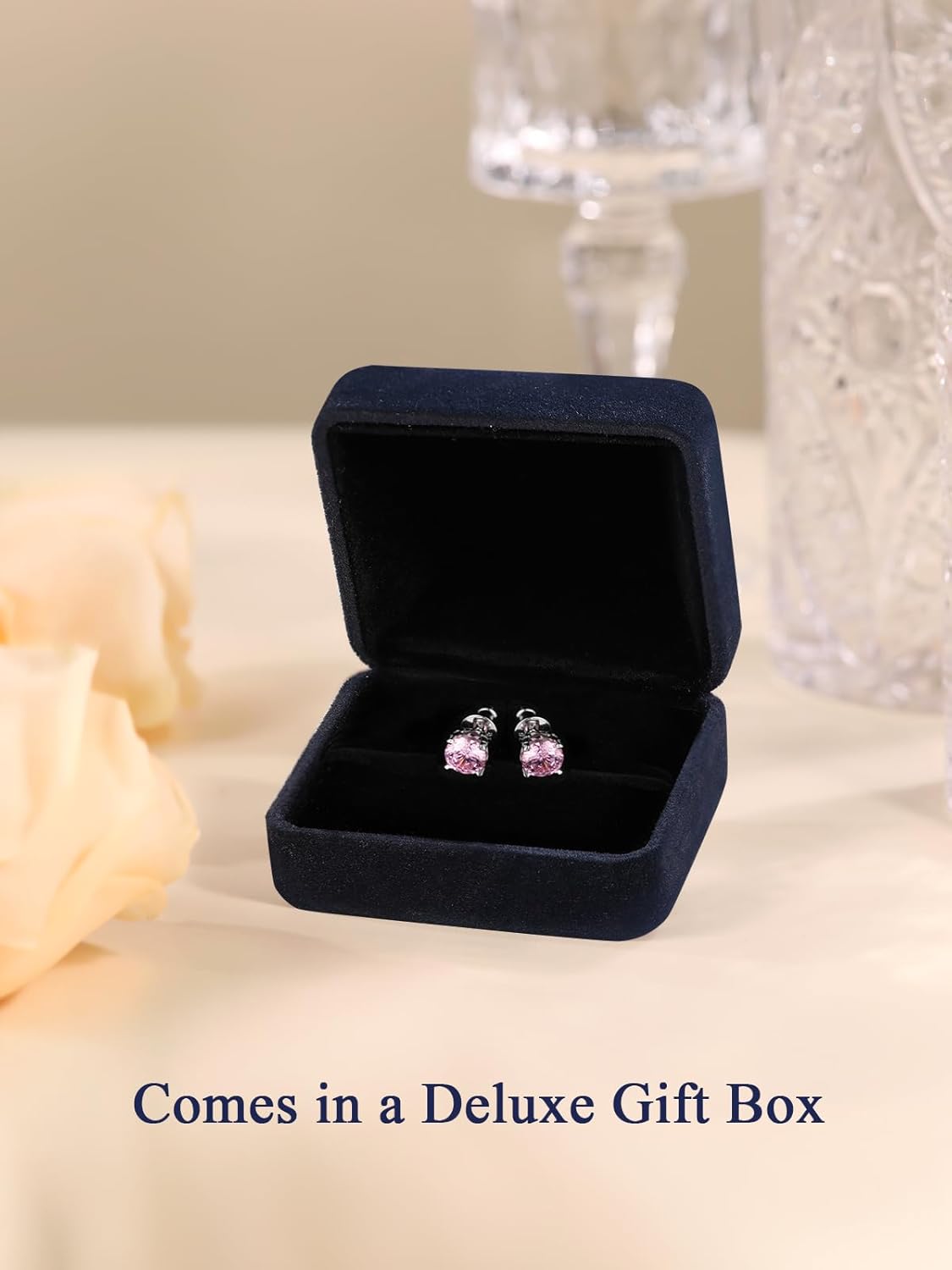 Natural Turquoise/5A Cubic Zirconia Gemstone Stud Earrings for Women, Solid 925 Sterling Silver Hypoallergenic, Birthday Valentines Anniversary Christmas Ideal Gift for Her - Image 9