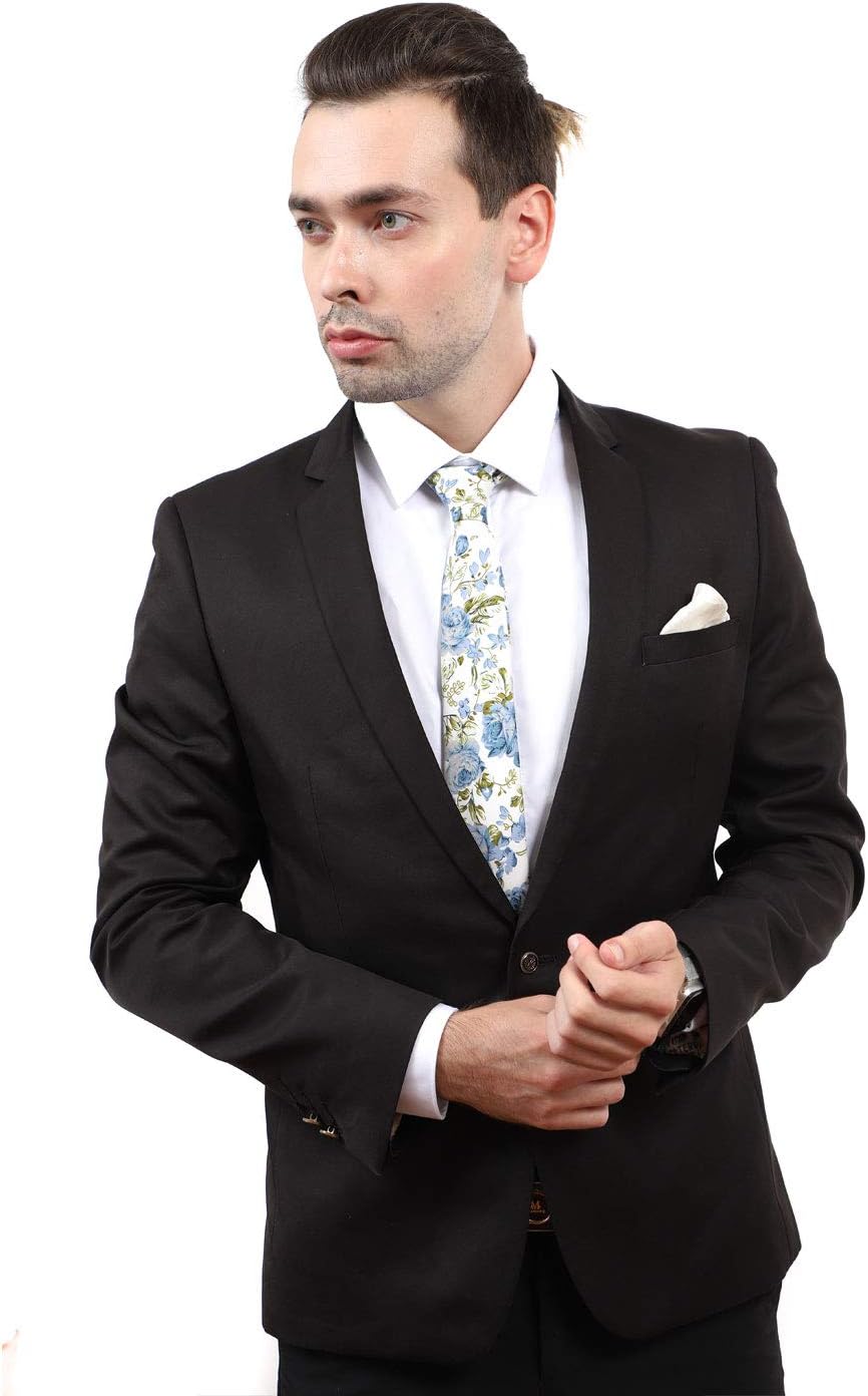 JESLANG Men's Cotton Printed Floral Tie 2.56" Skinny Narrow Necktie Various Designs - Image 4