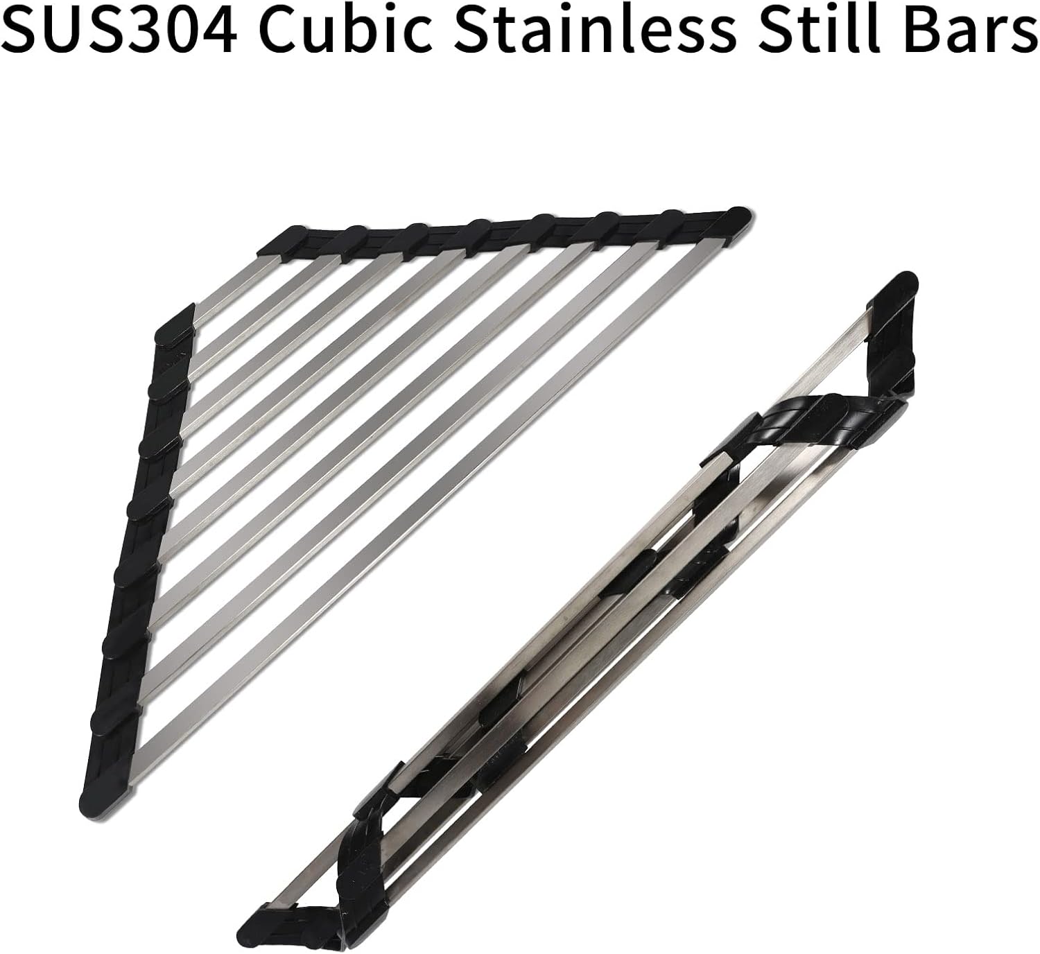 Triangle Dish Drying Rack for Sink Corner Roll Up Dish Drying Rack Folding Stainless Steel Multipurpose Over the Sink Corner Dish Drainer Mat for Kitchen (Hard and Stable Black)