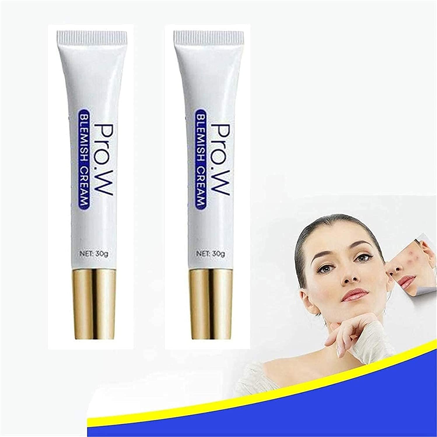 Pro.w Blemish Cream, Instant Blemish Removal Gel, Pro.w Blemish Cream for Dark Spots,pro.w Non-irritating Facial Blemish Repair Cream, Precise Repair, Easy to Use, Safe on Skin (2pcs)
