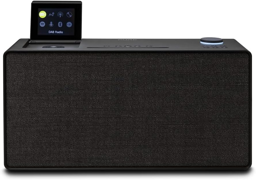 Pure Evoke Home All-in-One Stereo Music System (DAB+/FM Radio, Internet Radio, Podcasts, Spotify Connect, Bluetooth, CD, foldable colour display) Coffee Black (Renewed)