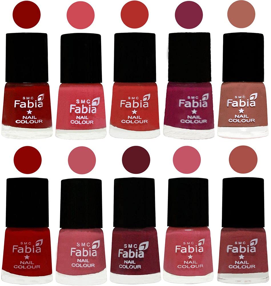 SMC Fabia ALL IN ONE (PACK OF 10), Long Lasting Glossy Nail Polish, 6 ml Each, All Vibrant Colours,02355-picture-34