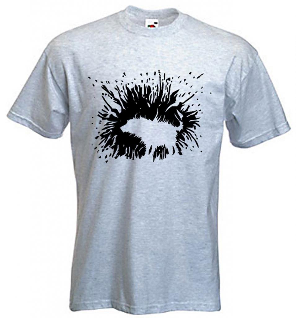 Tribal T-Shirts Banksy Shaking Dog Mens T-Shirt (Large, Grey)