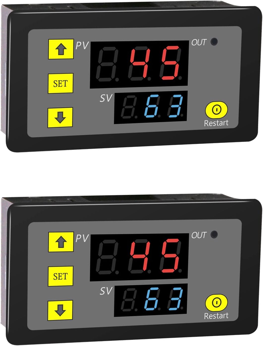 2Pcs DC 24V 20A Relay Module with Dual LED Digital Display Programmable Cycle Timer Switch ON-Off Control