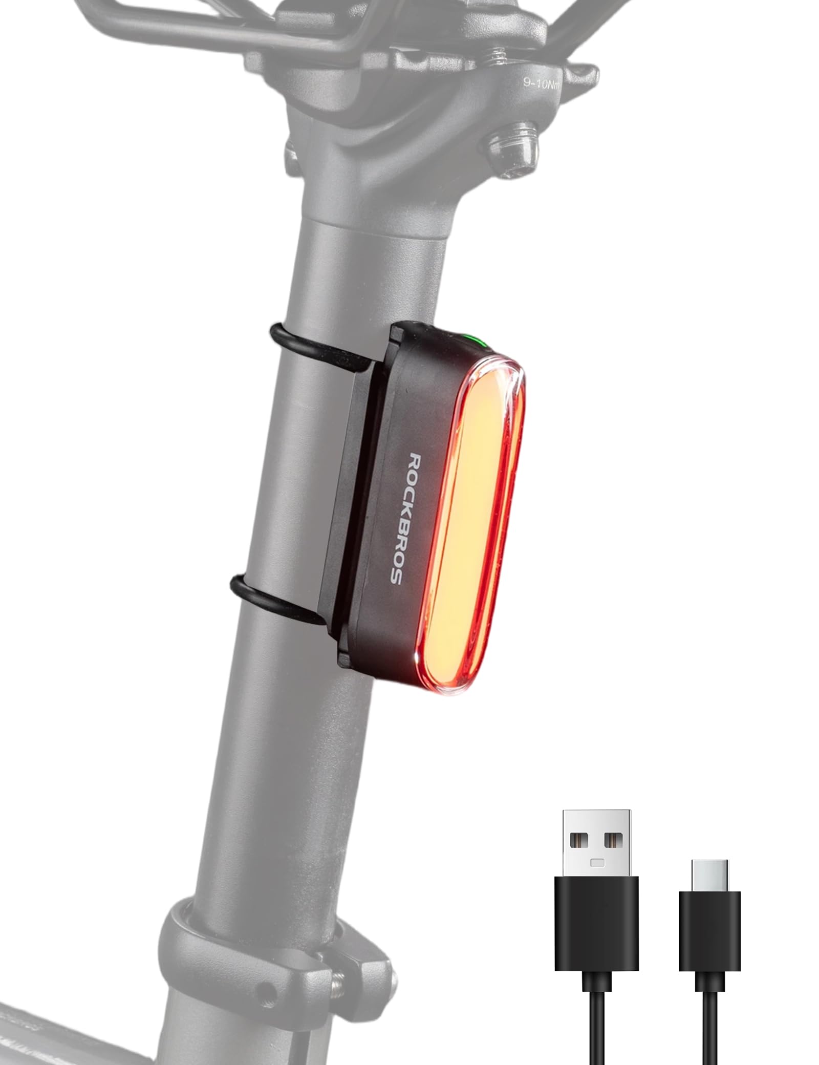 ROCKBROS Smart Bike Tail Light Magnetic Bike Rear Light Magnetic Intelligent Auto Off USB Type-C Rechargeable, 7-Mode Led Taillight IPX6 Waterproof for Night Riding MTB Road Bike