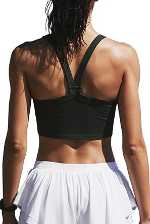 Ribbed Cropped Workout Top Fitted Stretch Yoga Tank Tops for Women