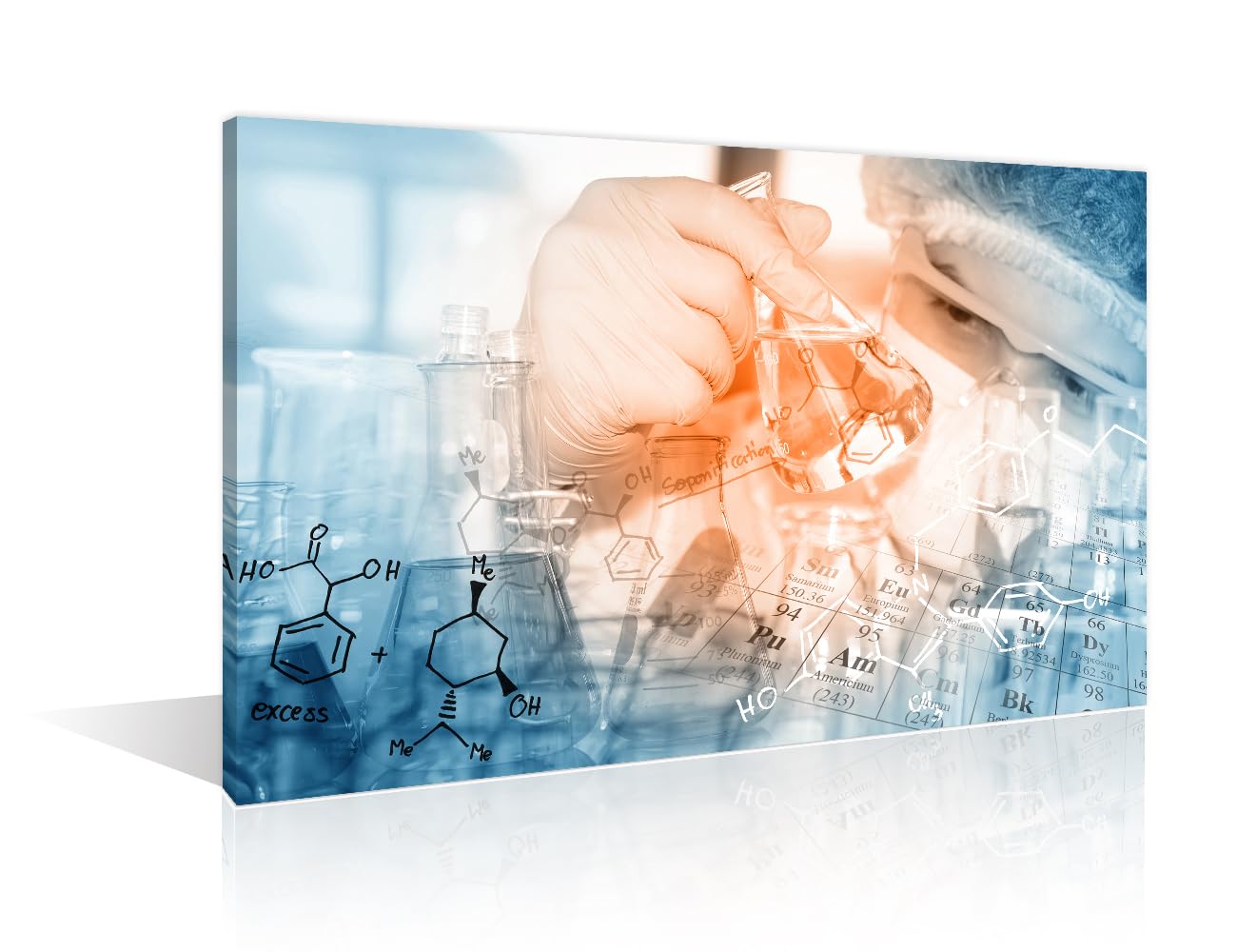 Scientist and Test Tubes Laboratory Concept Framed Wall Art 1 Panels Science and Medical Art Prints Laboratory Prints for Wall Decor Giclee Gallery-Wrapped Posters and Prints (12" Wx18 H)